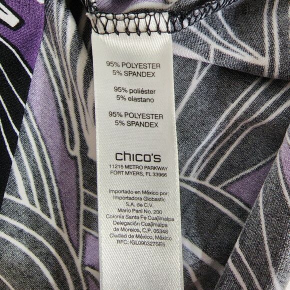 Chico's Easywear Womens Top Size 2 Large Leafy Lines Double Bar Tee 3/4 Sleeve - Picture 8 of 10